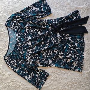 Cleo Teal and Black Paisley Blouse